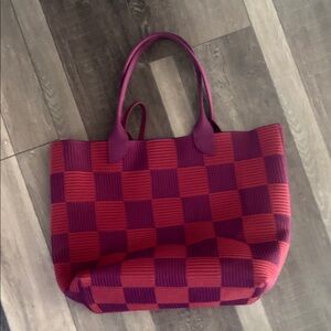 Rothy's Red and Purple Checkered Tote